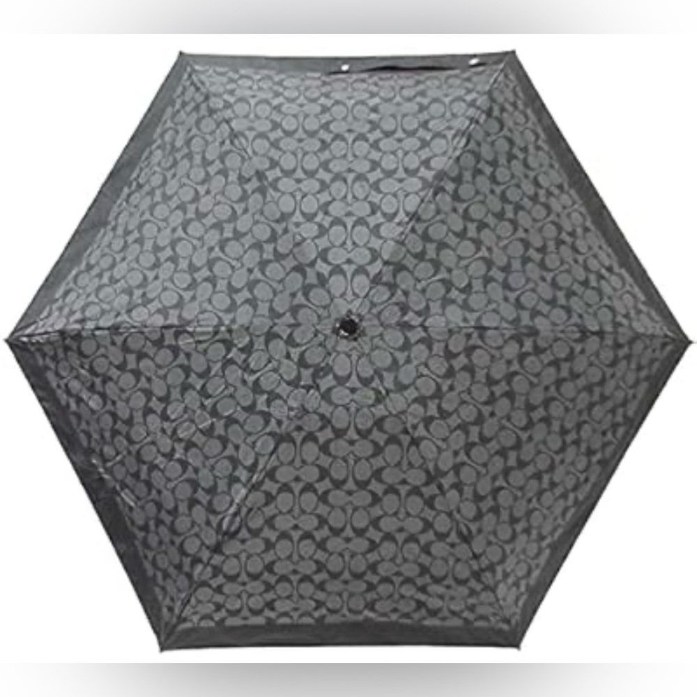 COACH C4322 🖤🩶GRAPHITE🩶🖤 SIGNATURE PRINT MINI UMBRELLA 🌟NWT🌟 - Picture 6 of 13